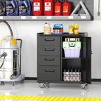 Metal Storage Cabinet with Wheels, Garage Storage Cabinet with 1 Door and 4 - Image 4