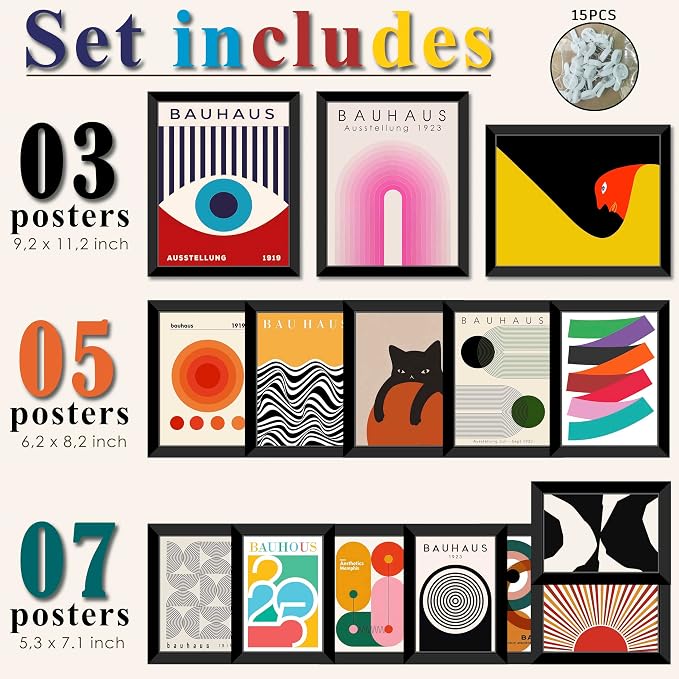 LANCHI95 15 PCS Boho Wall Decor– Mid Century Modern Wall Art Boho Posters - Image 2
