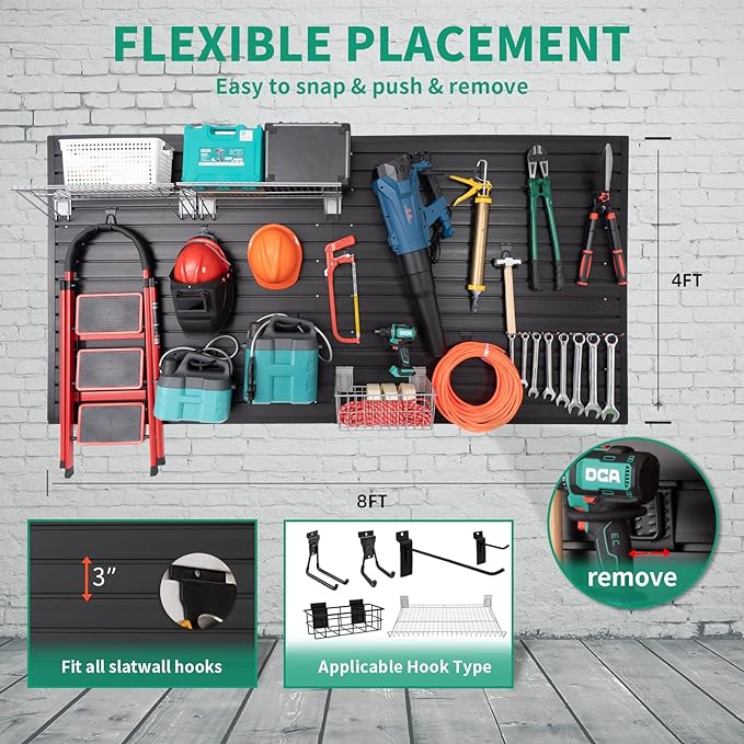 FRAYSCENT Slat Wall Paneling Garage Slat Wall Storage Systems Slatwall Panels - Image 4