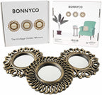 BONNYCO Wall Mirrors Pack of 3, Round Gold Mirrors - Image 2