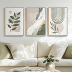 Large Framed Boho Sage Green Abstract Wall Art by MXART