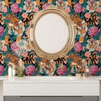 BOKEBEVE Tiger Head Peel and Stick Wallpaper￼ Animal Print Wallpapers Blue - Image 6