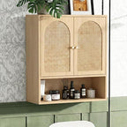 VINGLI Rattan Bathroom Wall Cabinet, Boho Medicine Cabinet by VINGLI