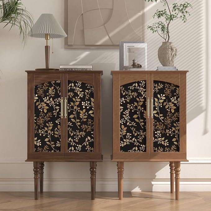 Dark Floral Peel and Stick Wallpaper, Vintage Gold Leaf Self-Adhesive Contact - Image 8