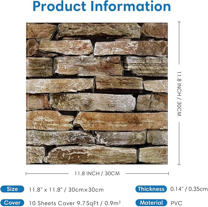 COMSTICKC 3D Faux Stone Wall Panel Peel and Stick Wall Sticker, Ultra-Light - Image 3