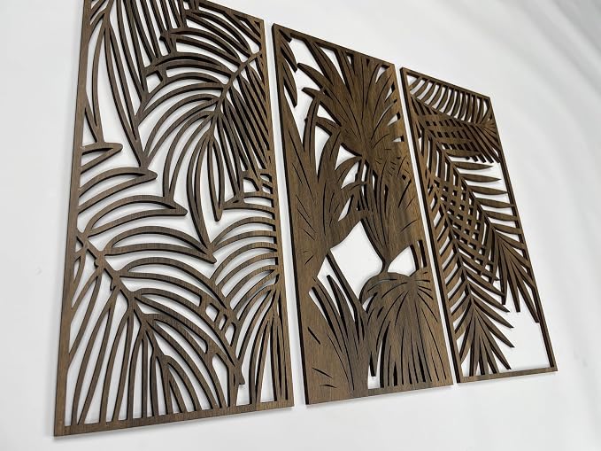 Tropical Leaves Wood Wall Art for Living Room, Botanical Wall Art Wood Panel - Image 7