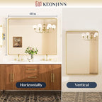 Keonjinn Gold Bathroom Vanity Mirror 48 x 36 Inch Large Rounded Rectangle - Image 8