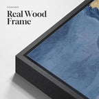 Large Framed Blue and Gold Abstract Wall Art - Image 5