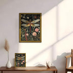 Framed Hand Drawn Sandstone Dragonfly Wall Art, Vintage 3D Textured Nature - Image 6