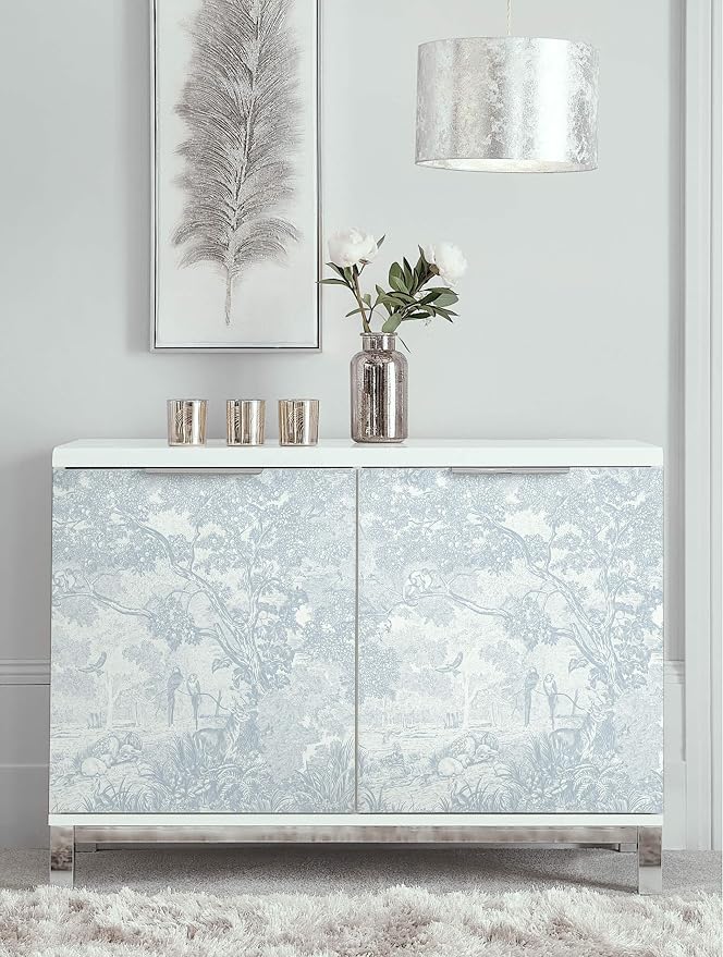 Heroad Peel and Stick Wallpaper Blue and White Vintage Forest Animals Floral - Image 9