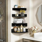Alsonerbay Black Corner Wall Shelf, Floating Shelves Wall Mount Set of 4 - Image 2