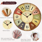 VIKMARI Clocks Battery Operated Wooden Wall Clock Retro Rustic Clock Decorative - Image 2