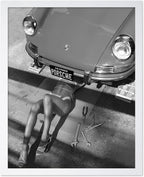 Poster Master Woman Under Classic Car Poster by PosterMaster