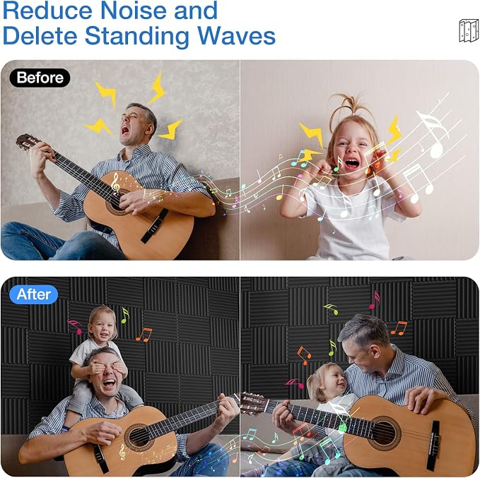 52 pack Acoustic Panels Self-Adhesive, Acoustic Foam Wedges High Density - Image 3