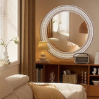 30 Inches Farmhouse Large Round Wall Mirrors Wooden, Rustic Decorative Circle - Image 3
