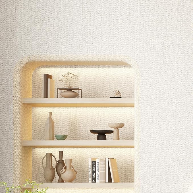 Haimin Fabric Wallpaper Textured Contact Paper White Peel and Stick Faux Linen - Image 4