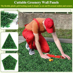 16 Pcs 10" X 10" Artificial Grass Wall Panels, UV-Resistant Fake Boxwood Panels - Image 5