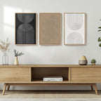 Framed Black and White Brown Abstract Wall Art, 3 Piece Boho Geometric Canvas - Image 4
