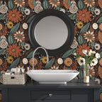 Laatse Rustic Boho Wallpaper Peel and Stick, Vintage Dark Brown Floral Contact - Image 2