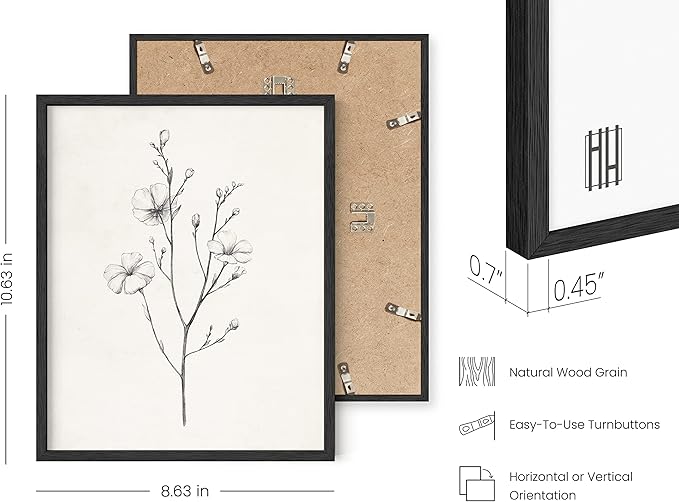 HAUS AND HUES Grey Floral Wall Art - Image 3