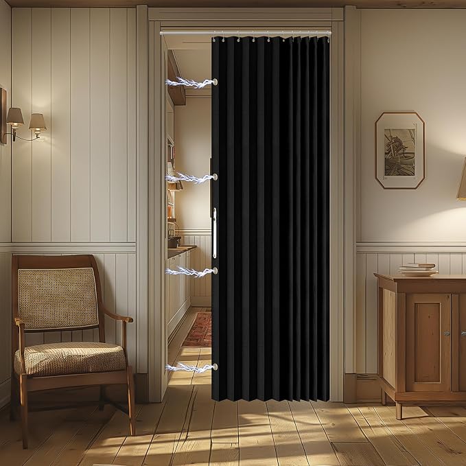 AJAZZ 100% Blackout Magnetic Door Curtain Accordion Doors Interior Closet Door - Image 9