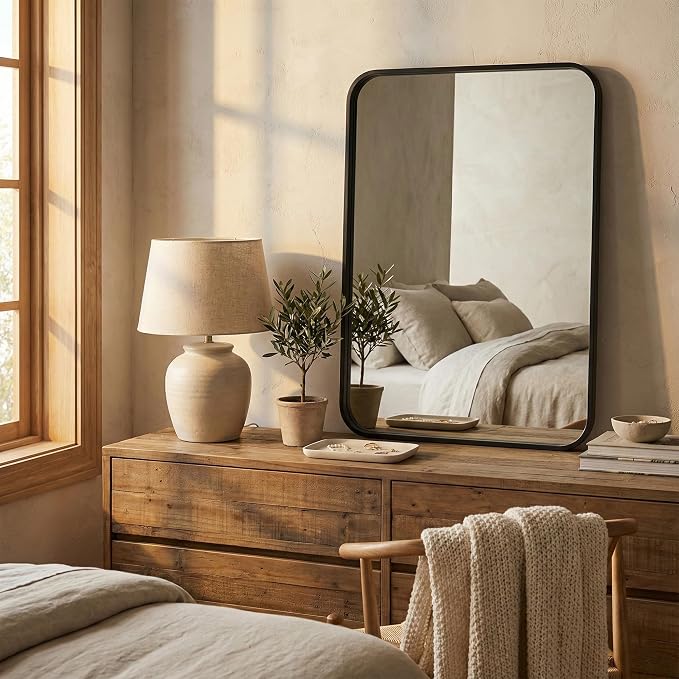 2-Pack 24x30 Inch Matte Black Bathroom Vanity Mirrors | Flush Mount Deep Set - Image 9