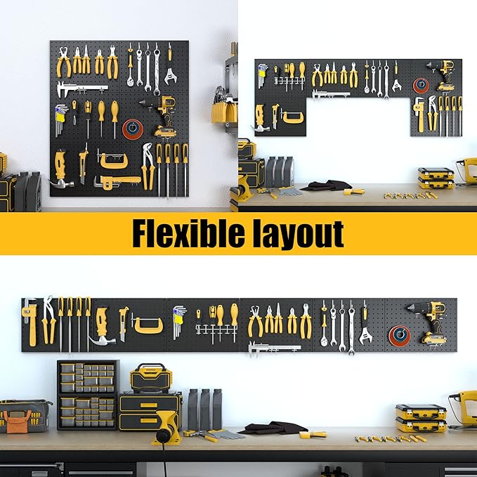 Spampur Peg Board, 6 Pack Metal Pegboard Panels Black Pegboards Wall Organizer - Image 5