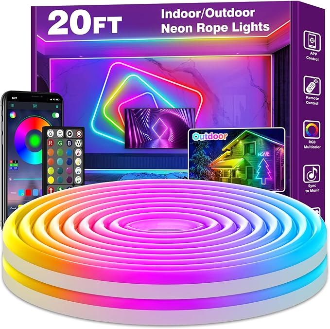AILBTON 20Ft Neon Rope Lights, Flexible Led Rope Lights Control by AILBTON