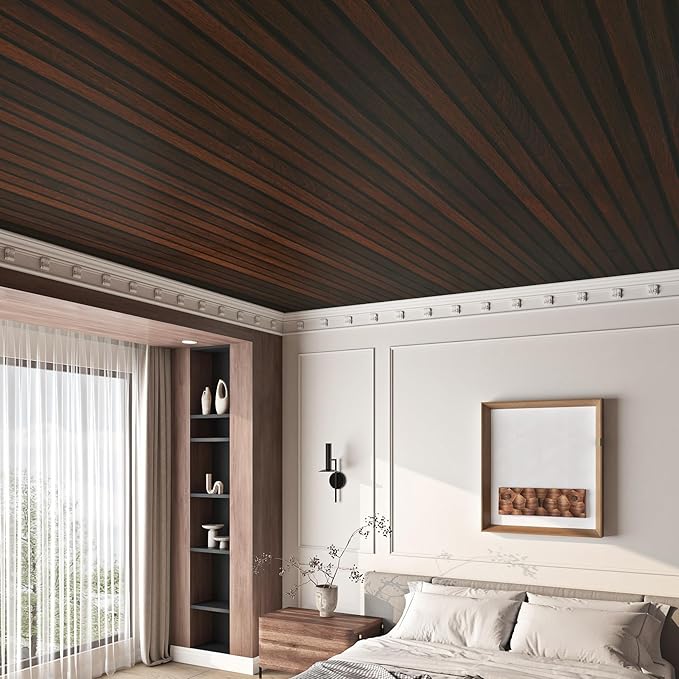 FunStick Brown Slats Wood Wallpaper Peel and Stick Removable Walnut Wood - Image 6