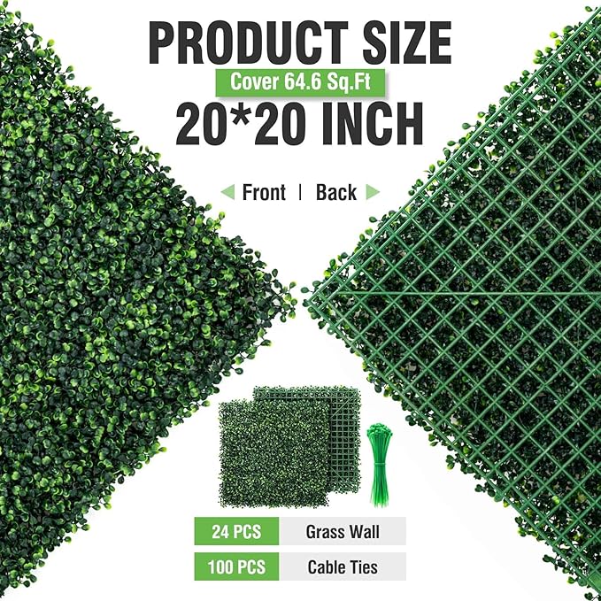 KASZOO 24 Pack 20"x20" Grass Wall Panels - Image 3