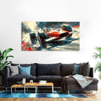 Vintage Formula Race Car Wall Art Abstract Racing Car Canvas Painting Retro - Image 3