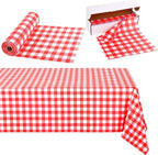 Kochorie 54 Inch x 100 Ft Red Checkered Plastic Table Cloth Roll Disposable by Kochorie