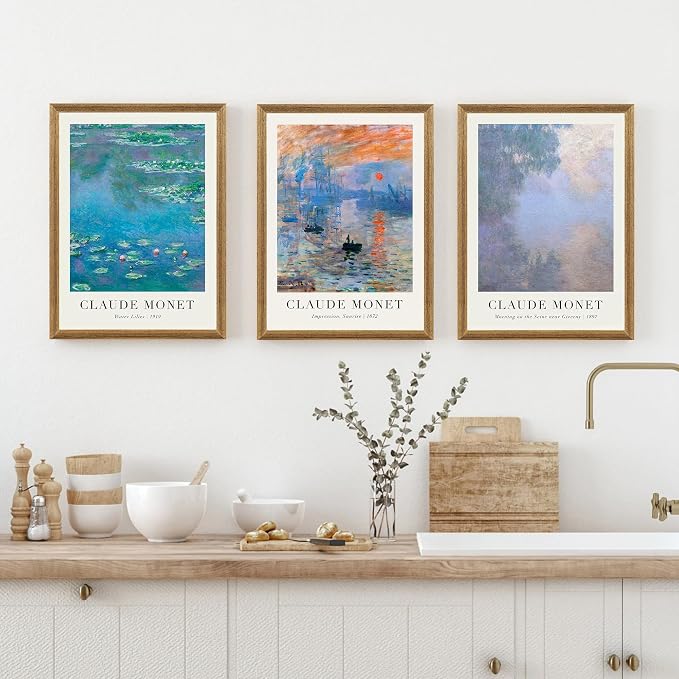 SYWENNOI Wood Framed Wall Art, Claude Monet Famous Paintings Collection - Image 2