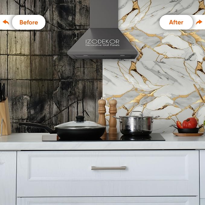 IZODEKOR 4 Pcs 24"x48" PVC Marble Wall Panels - Image 5