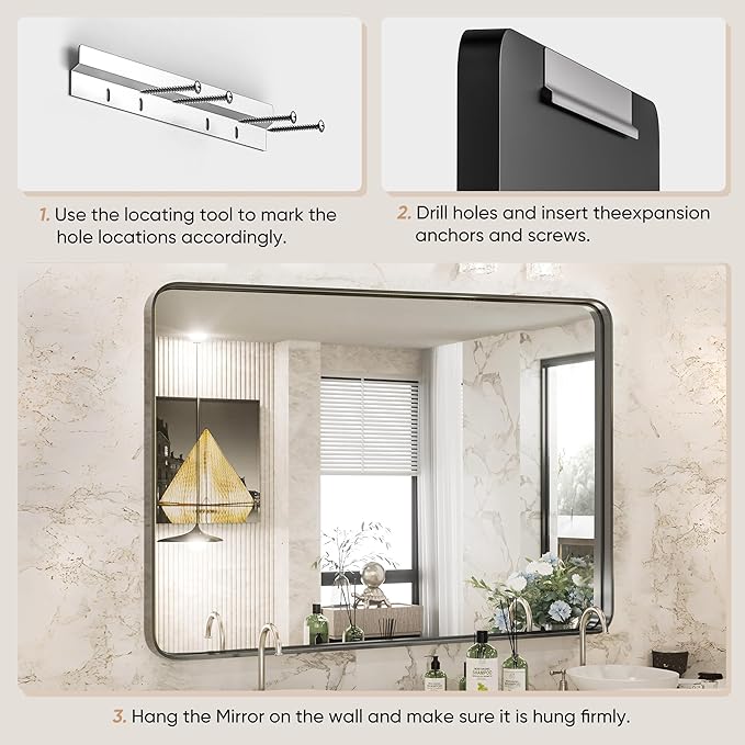 Sweetcrispy 24x36 Inch Black Bathroom Mirrors - Image 6