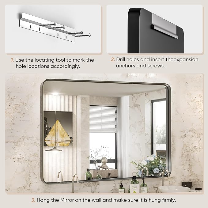 Sweetcrispy 30x40 Inch Black Bathroom Mirrors - Image 6