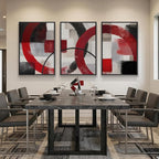 Large Framed Red Black White Abstract Wall Art - Image 4