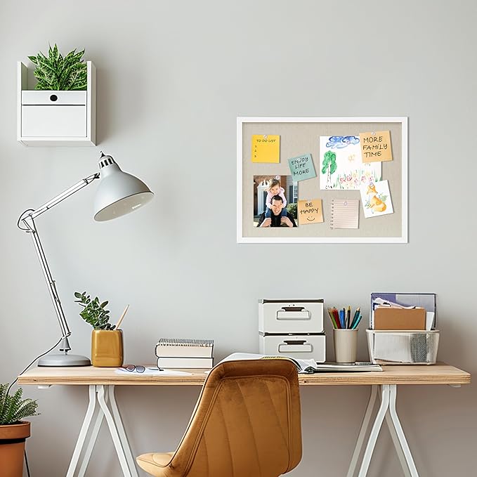 DAHAPYBOO Cork Board with Linen White, Bulletin Board 23"x17" Hanging Corkboards - Image 5