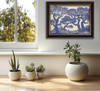 Vintage Gold Framed Wall Art Oak Tree Forest Painting Canvas Prints Blue - Image 2