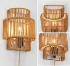 Plug-in Wall Sconces Set of 2, Handwoven Bohemian Wall Decor - Image 3