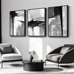 Large Framed Black and White Gray Abstract Wall Art - Image 8