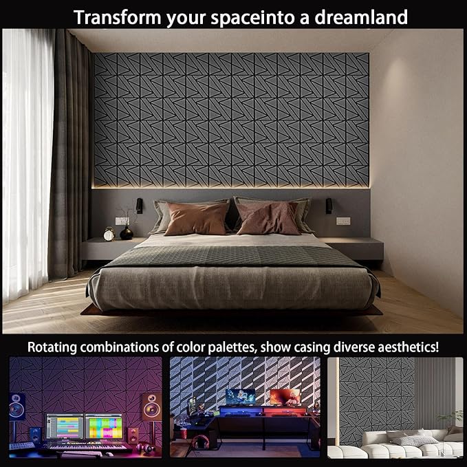 12 Pack Self-Adhesive Soundproof Wall Panels, 1.2lb/ft³ High Density, Thicker - Image 5