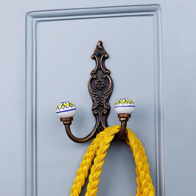 Indian Shelf Pack of 12 Heavy Duty Double Prong White Decorative Coat Hooks - Image 7