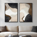 Framed Neutral Abstract Minimalist Wall Art Set of 2, Modern Canvas Prints by Cuspin