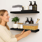 BGMG Wood Floating Shelves for Wall 24 inch, Solid Wood Wall Mount Shelves for - Image 5