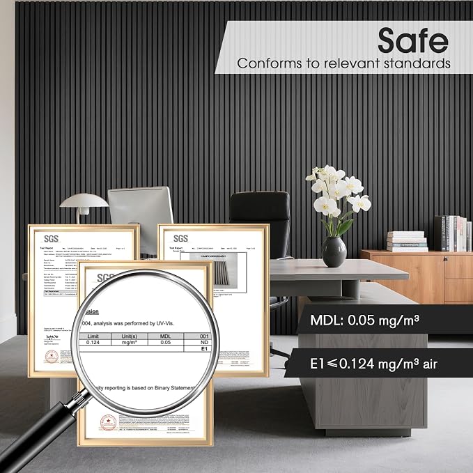 Wood Slat Wall Panels 4 Pack 94.5" x 7.9", Acoustic Wooden Panel - Image 4