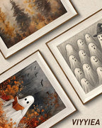 VIYYIEA Framed Wall Art for Living Room, Reading Ghost Canvas Prints, Autumn - Image 4
