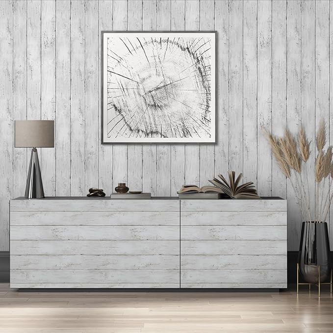 White Grey Wood Paper 17.71 in X 205 in Self-Adhesive Removable Peel and Stick - Image 7