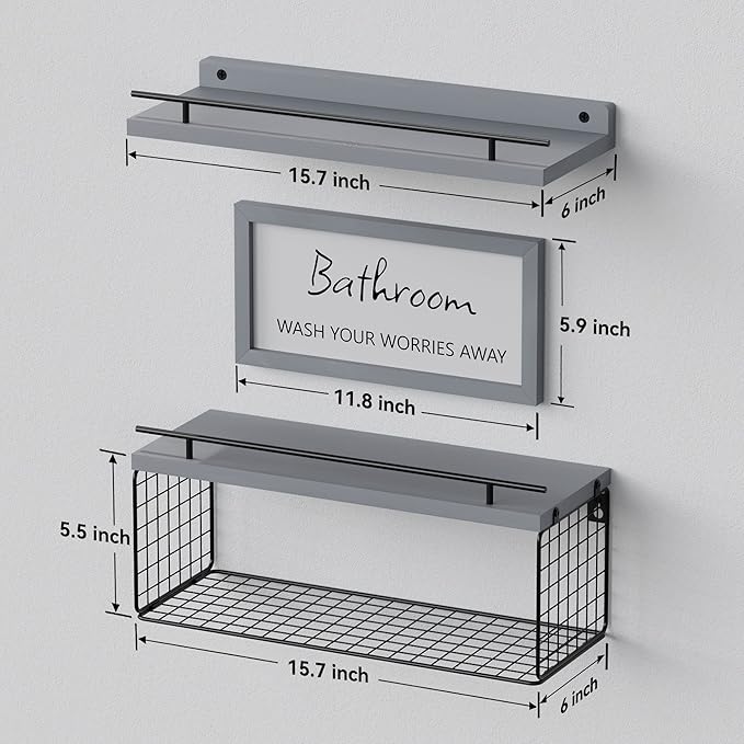 WOPITUES Floating Shelves for Wall Decor Sign, Bathroom Organizers and Storage - Image 3