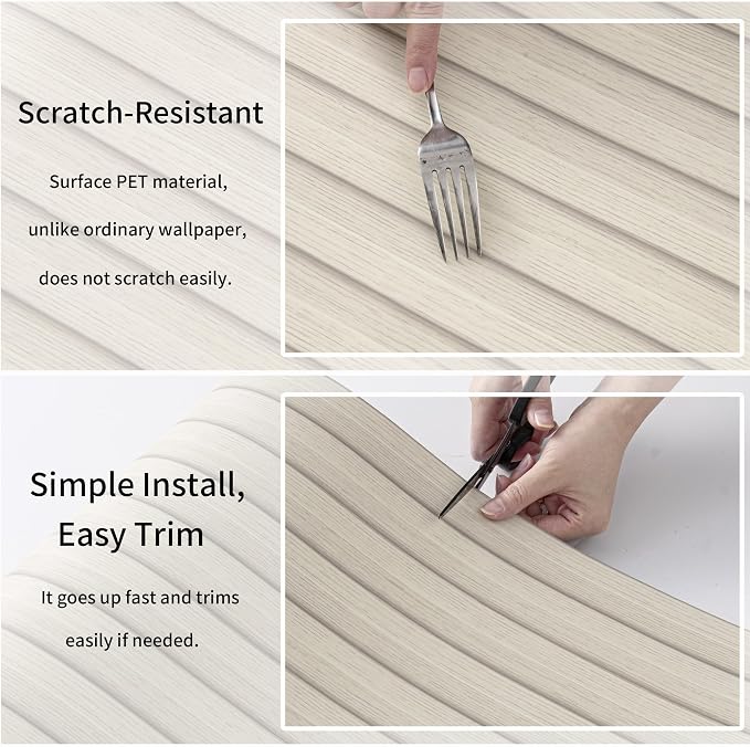 Haimin Wood Grain Slat Wall Panels Peel and Stick Faux Wood Thick Wallpaper - Image 7